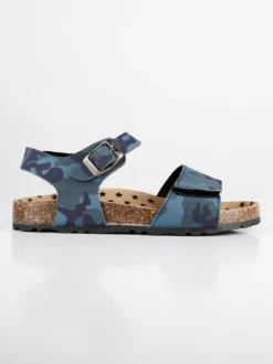 A Piedi Liberi Sandali aperti con stampa mimetica blu