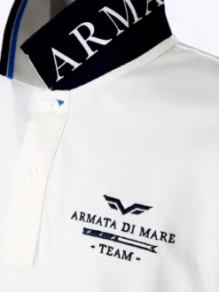 Armata Di Mare Polo da uomo in cotone a maniche corte con stampa - panna