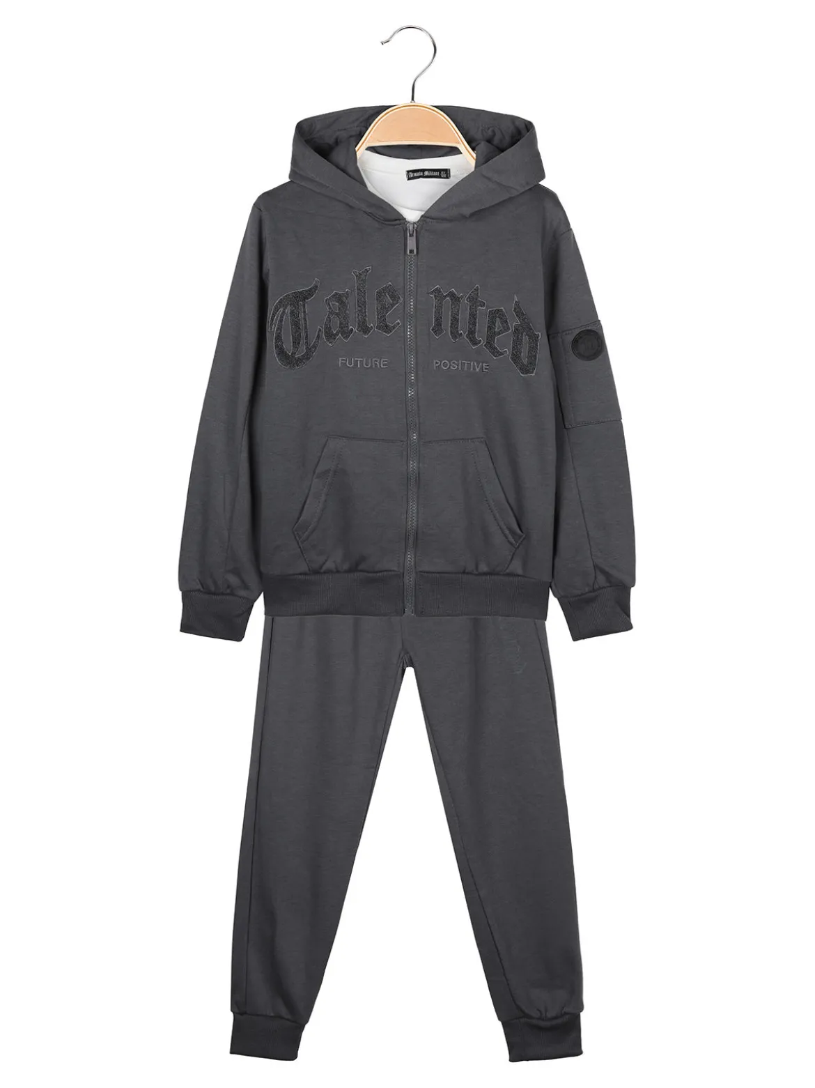 Armata Militare Completo 3 pezzi da bambino con cappuccio e zip - antracite