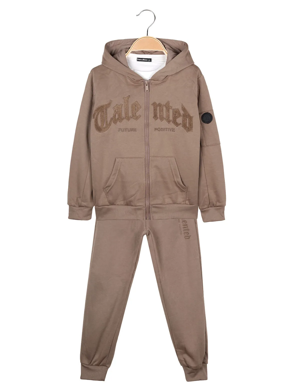 Armata Militare Completo 3 pezzi da bambino con cappuccio e zip - marrone