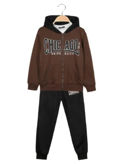 Armata Militare Completo 3 pezzi da bambino con cappuccio e zip - marrone
