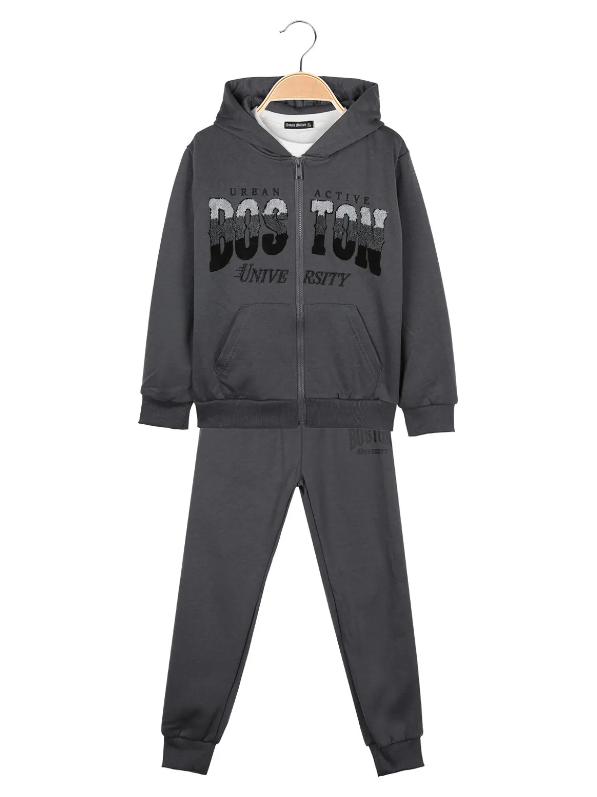 Armata Militare Completo 3 pezzi da ragazzo con cappuccio e zip - antracite