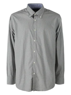 Ascot Sport Camicia da uomo in cotone a maniche lunghe con stampe - grigio