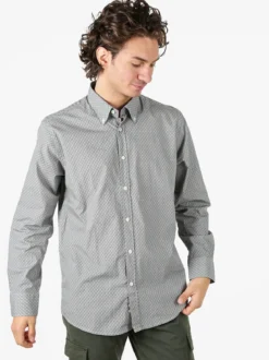 Ascot Sport Camicia da uomo in cotone a maniche lunghe con stampe - grigio