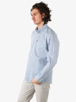 Ascot Sport Camicia da uomo in cotone a maniche lunghe con taschino e stampe - multicolore