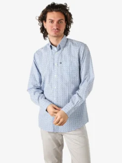Ascot Sport Camicia da uomo in cotone a maniche lunghe con taschino e stampe - multicolore