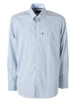 Ascot Sport Camicia da uomo in cotone a maniche lunghe con taschino e stampe - multicolore