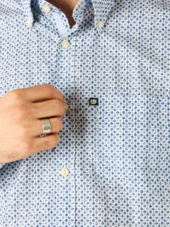 Ascot Sport Camicia da uomo in cotone a maniche lunghe con taschino e stampe - multicolore