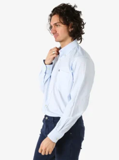 Ascot Sport Camicia da uomo in cotone a maniche lunghe con taschino - azzurro
