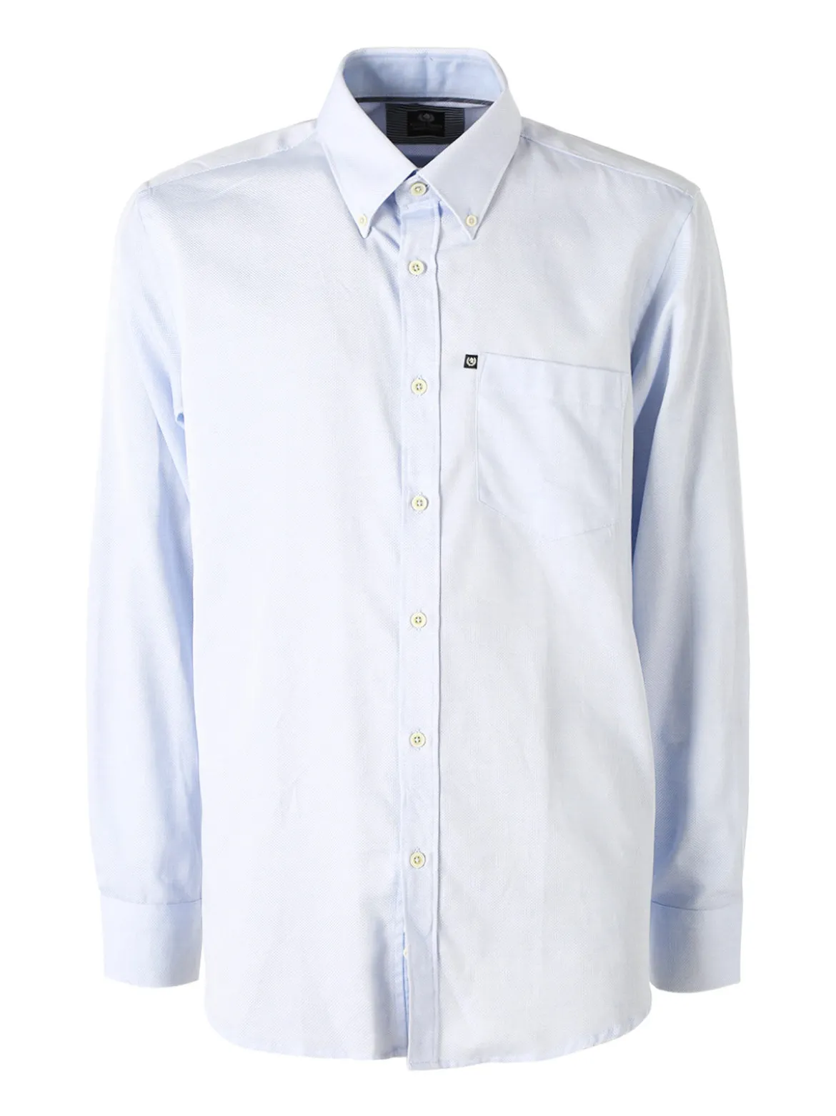 Ascot Sport Camicia da uomo in cotone a maniche lunghe con taschino - azzurro