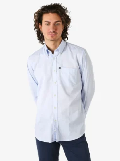 Ascot Sport Camicia da uomo in cotone a maniche lunghe con taschino - azzurro