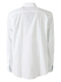 Ascot Sport Camicia da uomo in cotone a maniche lunghe con taschino - bianco