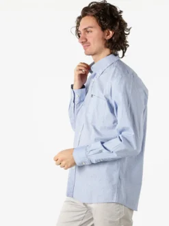 Ascot Sport Camicia da uomo in cotone stretch a maniche lunghe con taschino - blu