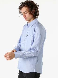 Ascot Sport Camicia da uomo rigata in cotone a maniche lunghe - azzurro