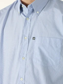 Ascot Sport Camicia da uomo rigata in cotone a maniche lunghe - azzurro