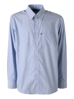 Ascot Sport Camicia da uomo rigata in cotone a maniche lunghe - azzurro