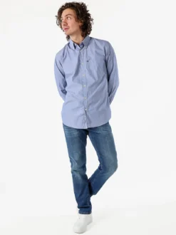 Ascot Sport Camicia da uomo rigata in cotone a maniche lunghe - blu