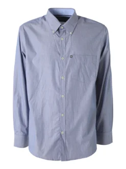 Ascot Sport Camicia da uomo rigata in cotone a maniche lunghe - blu