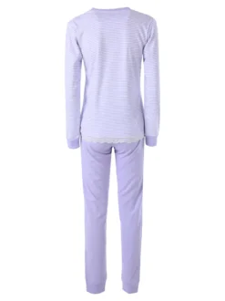 A Sette Pigiama lungo da donna in cotone interlock con maglia a righe - lilla