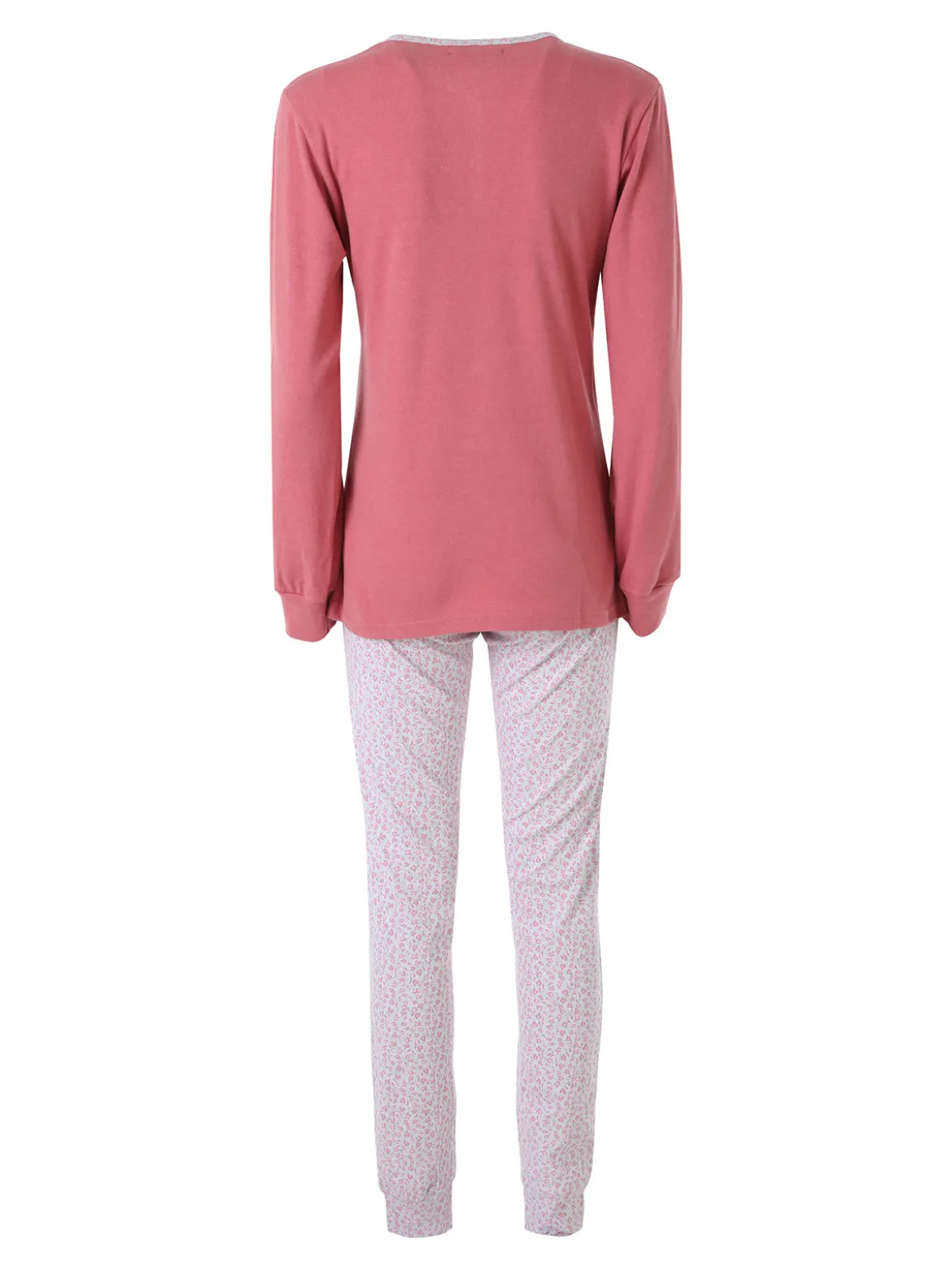 A Sette Pigiama lungo da donna in cotone interlock con pantaloni a stampa fiori - cipria