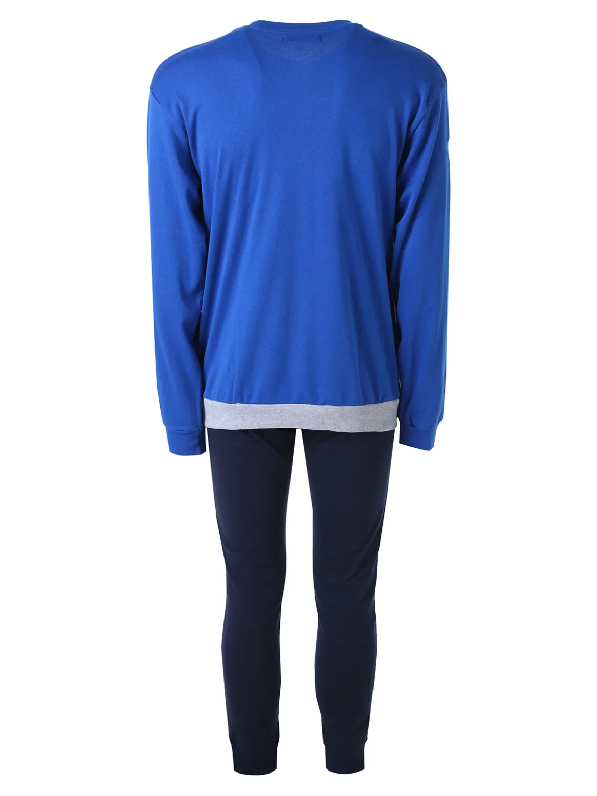 A Sette Pigiama lungo da uomo in cotone interlock a blocchi di colore - blu scuro