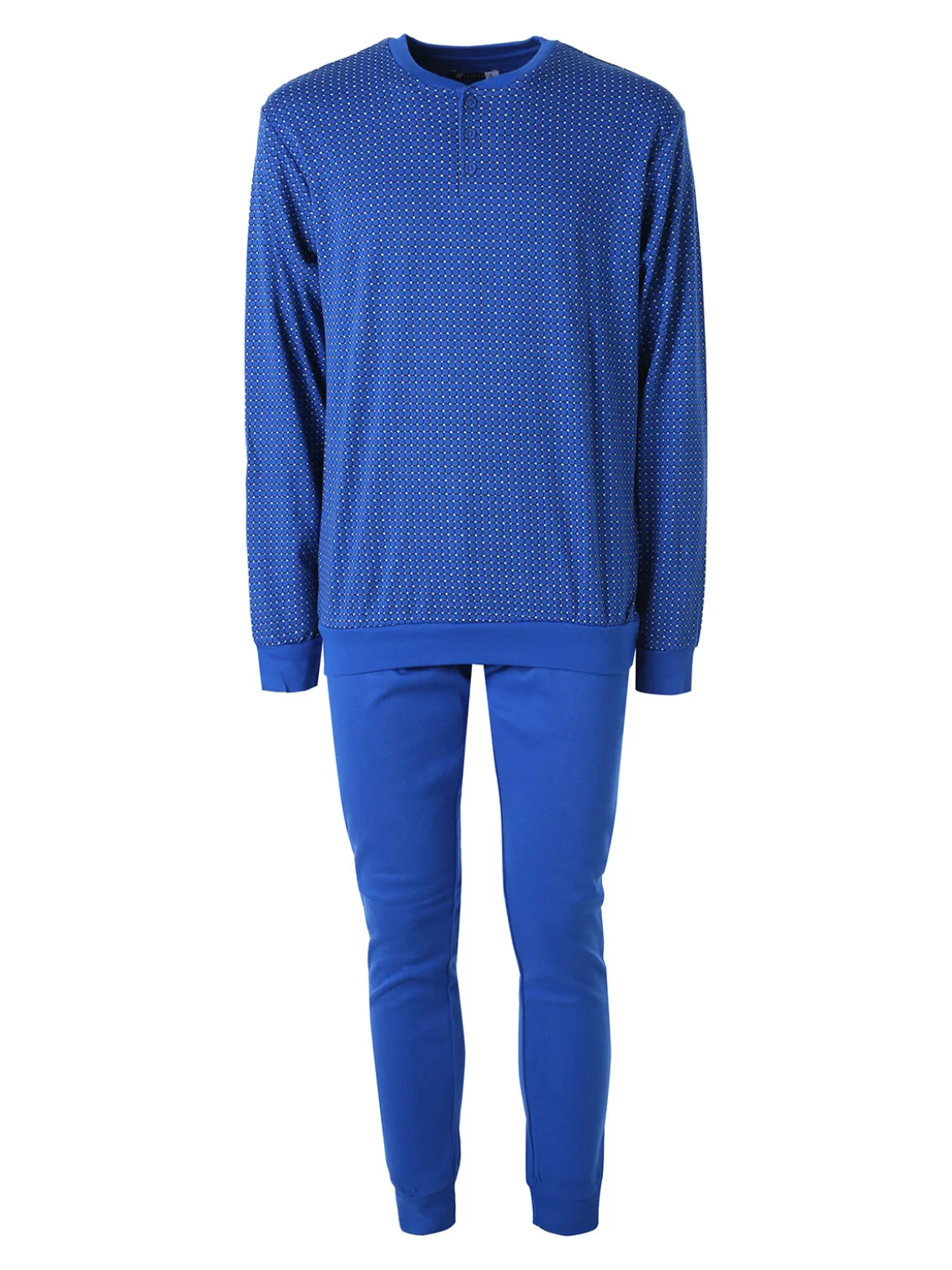 A Sette Pigiama lungo da uomo in cotone interlock con stampa a quadretti - blu