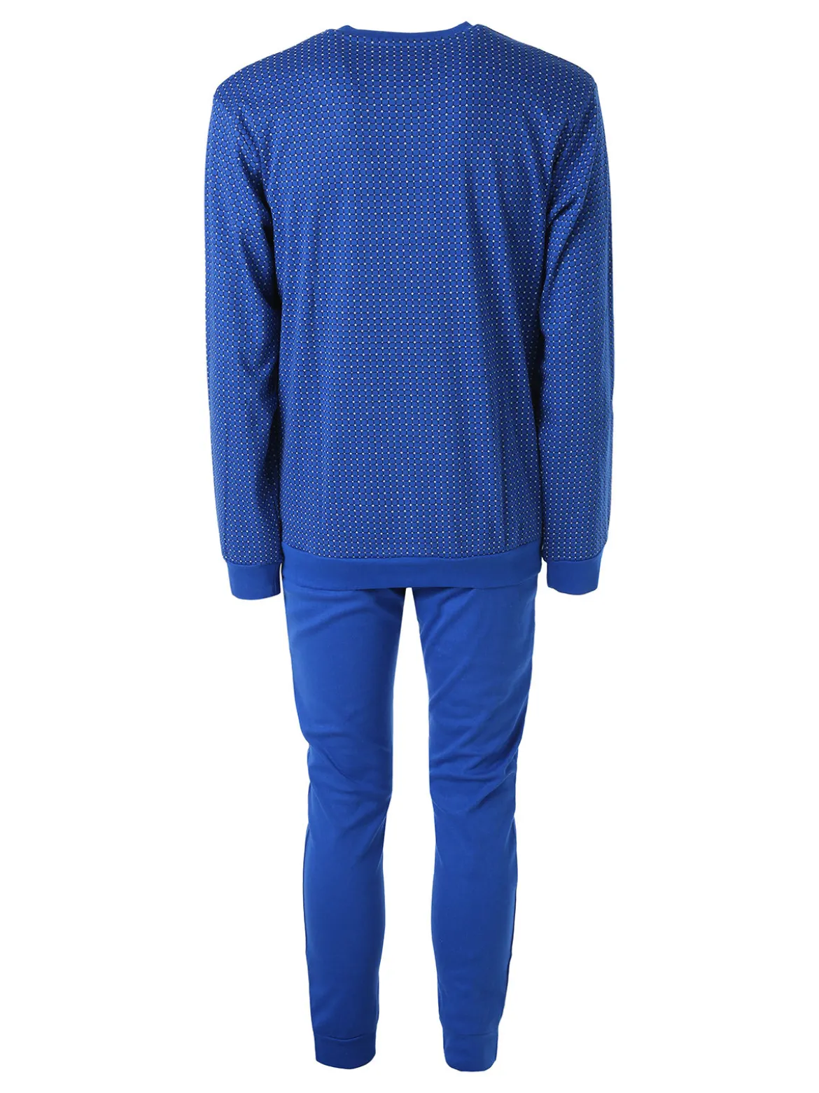 A Sette Pigiama lungo da uomo in cotone interlock con stampa a quadretti - blu