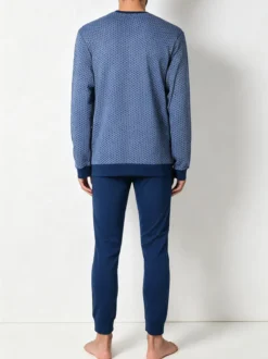 A Sette Pigiama lungo da uomo in cotone interlock con stampa a cerchi - jeans