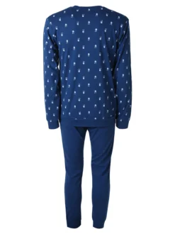 A Sette Pigiama lungo da uomo in cotone interlock con stampe birilli - blu