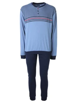 A Sette Pigiama lungo da uomo in cotone interlock - jeans