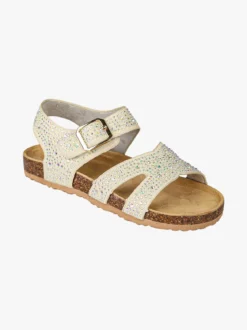 Asso Sandali da ragazza con strass e cinturino con fibbia - beige