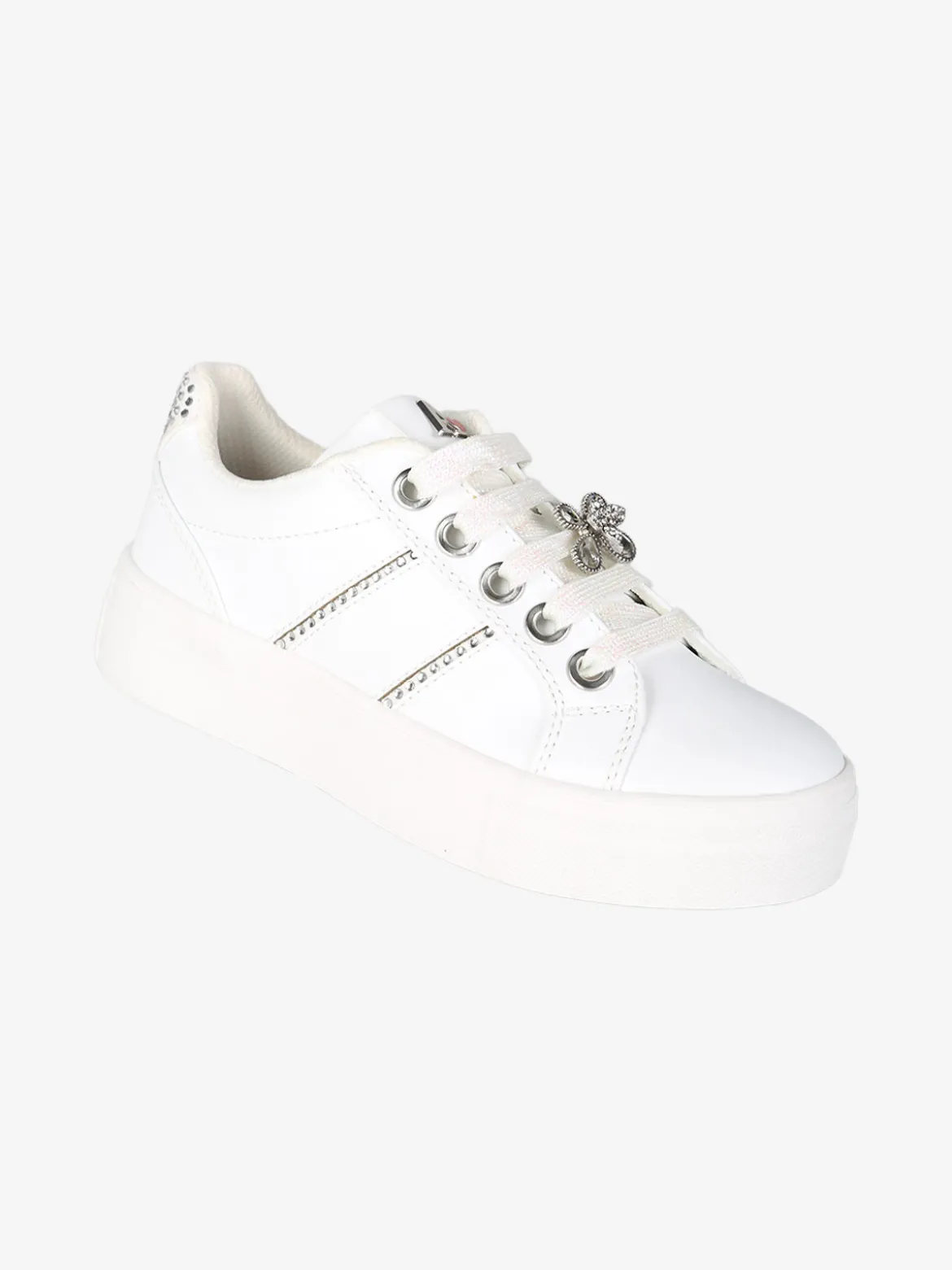 Asso Sneakers gioiello da ragazza con lacci e zip - bianco