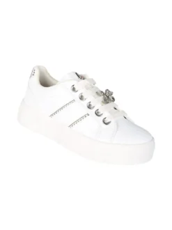 Asso Sneakers gioiello da ragazza con lacci e zip - bianco