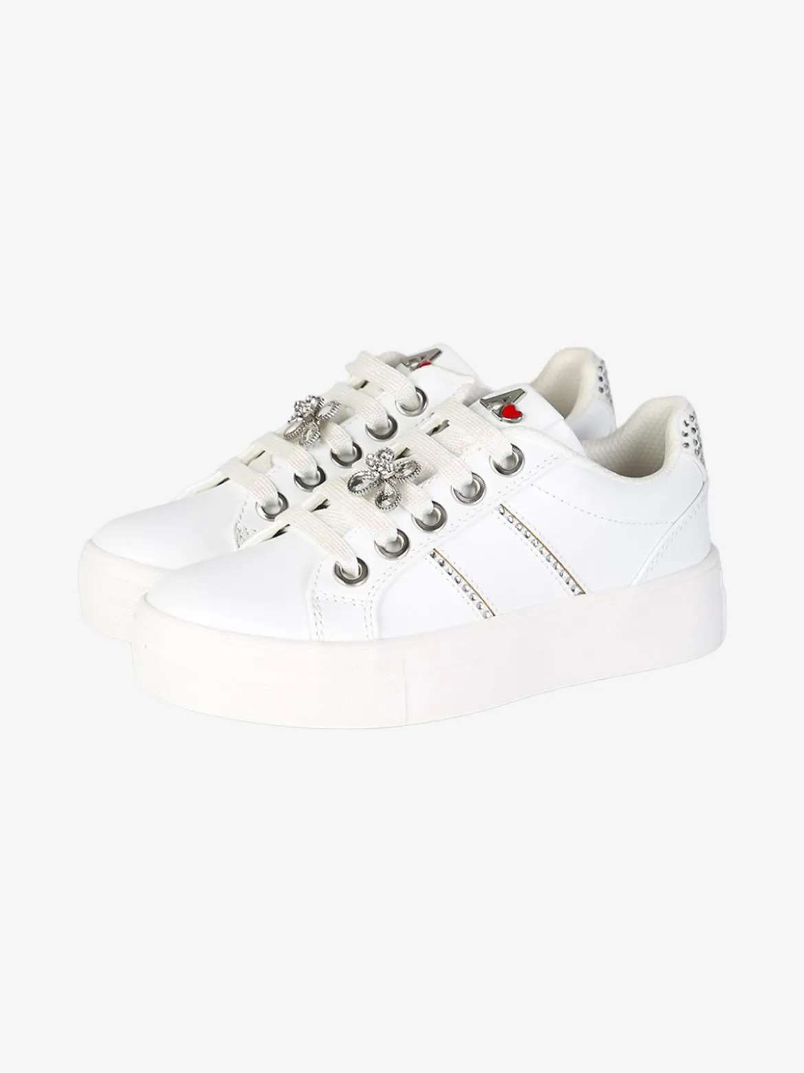 Asso Sneakers gioiello da ragazza con lacci e zip - bianco