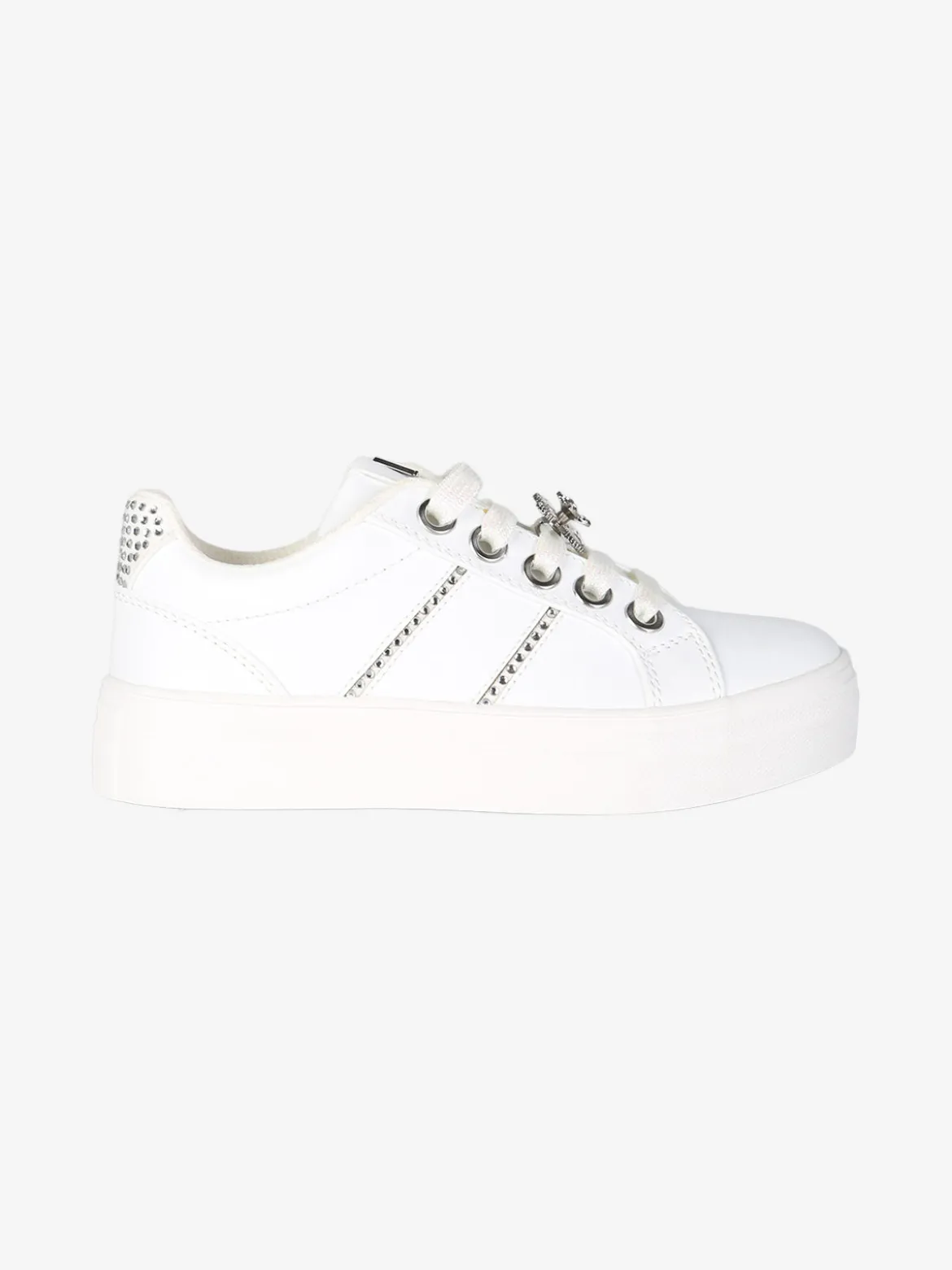 Asso Sneakers gioiello da ragazza con lacci e zip - bianco