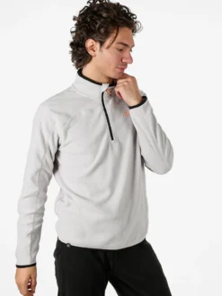 Athl Dpt Felpa da uomo mezza zip in micropile con bordi a contrasto - grigio