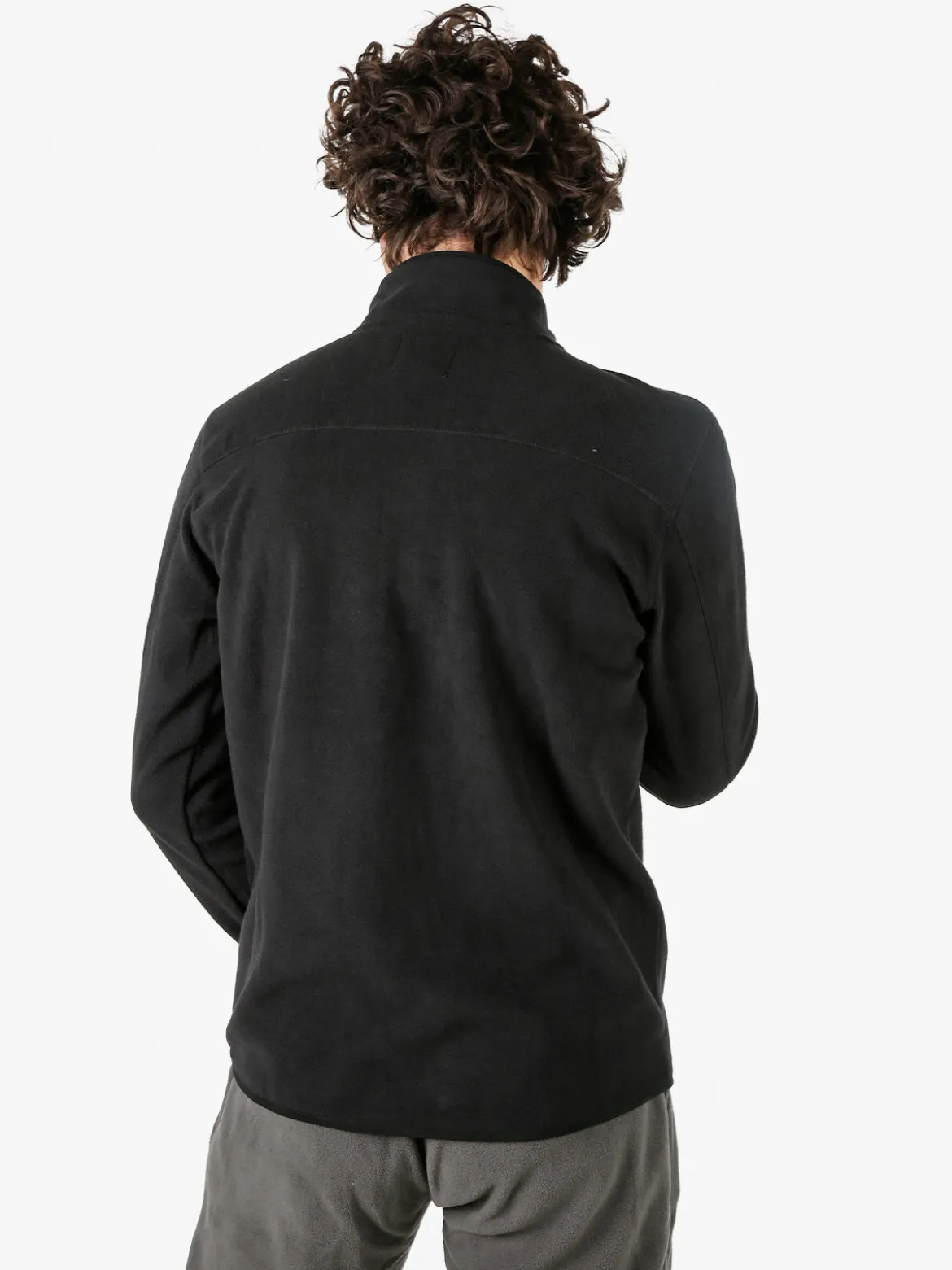Athl Dpt Felpa da uomo mezza zip in micropile con bordi a contrasto - nero