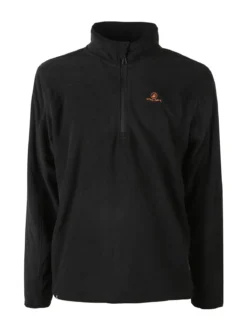 Athl Dpt Felpa da uomo mezza zip in micropile con bordi a contrasto - nero