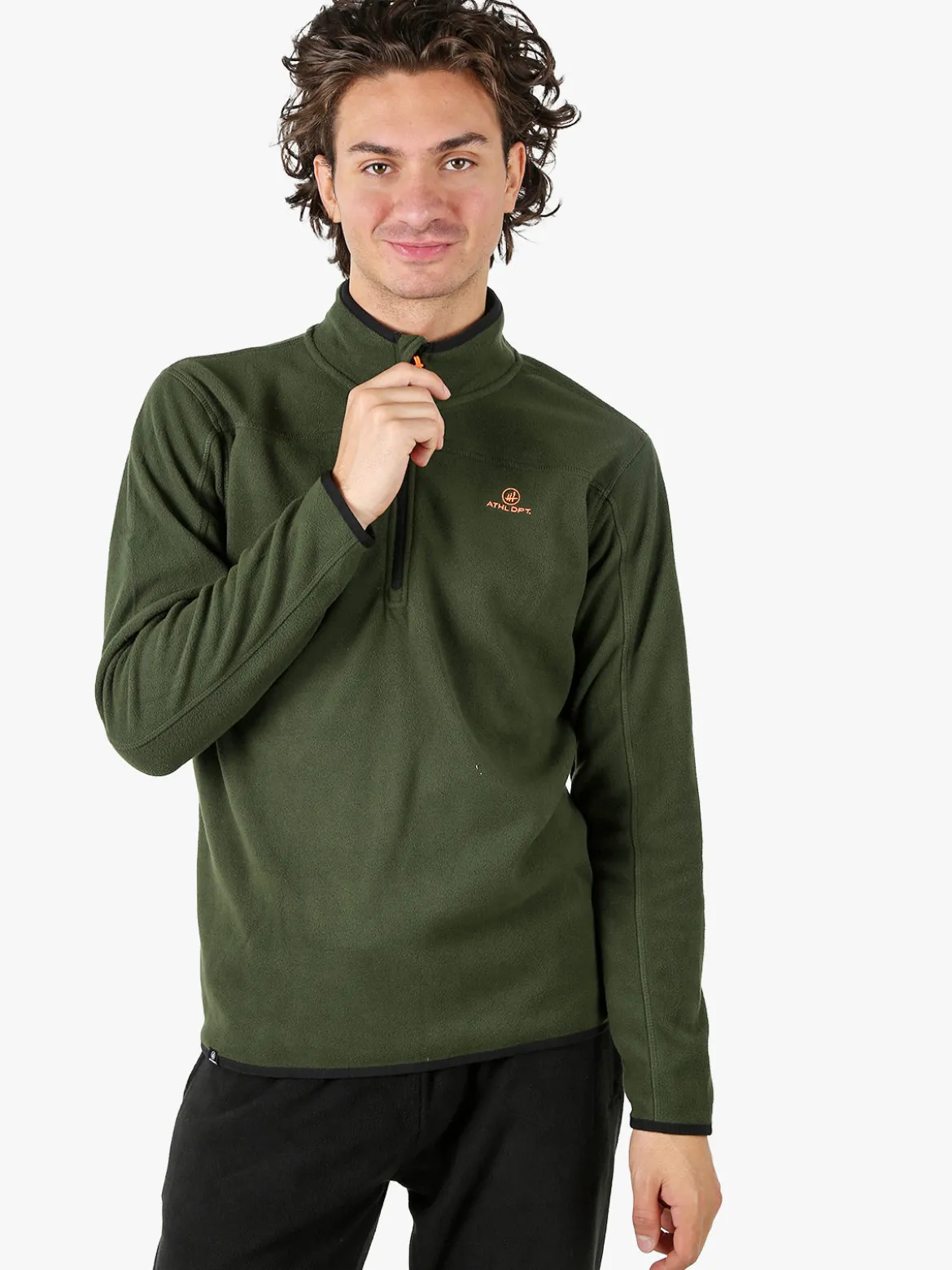Athl Dpt Felpa da uomo mezza zip in micropile con bordi a contrasto - blu scuro