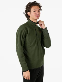 Athl Dpt Felpa da uomo mezza zip in micropile con bordi a contrasto - blu scuro