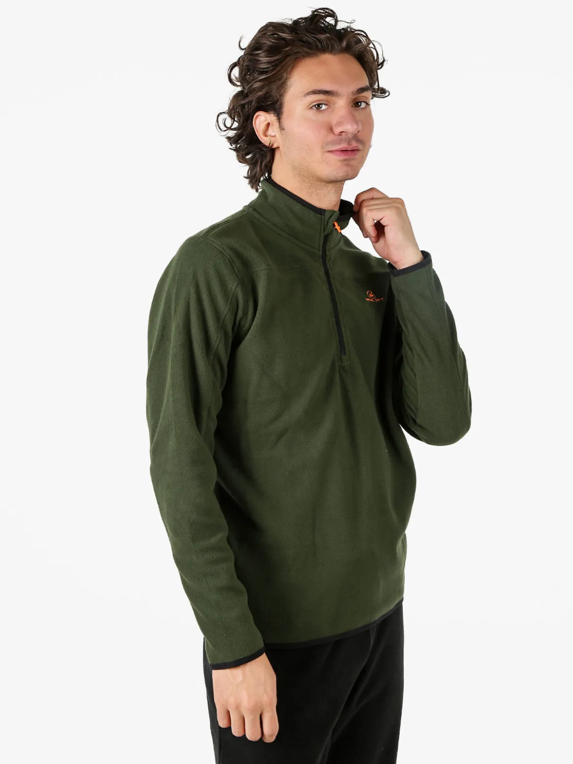 Athl Dpt Felpa da uomo mezza zip in micropile con bordi a contrasto - blu scuro