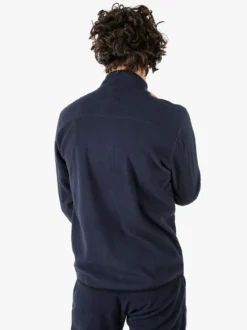 Athl Dpt Felpa da uomo mezza zip in micropile con bordi a contrasto - blu scuro