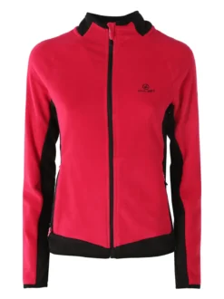 Athl Dpt Felpa donna bicolore in micropile con zip intera - fragola