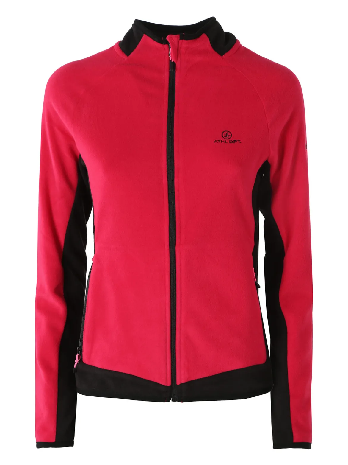 Athl Dpt Felpa donna bicolore in micropile con zip intera - fragola