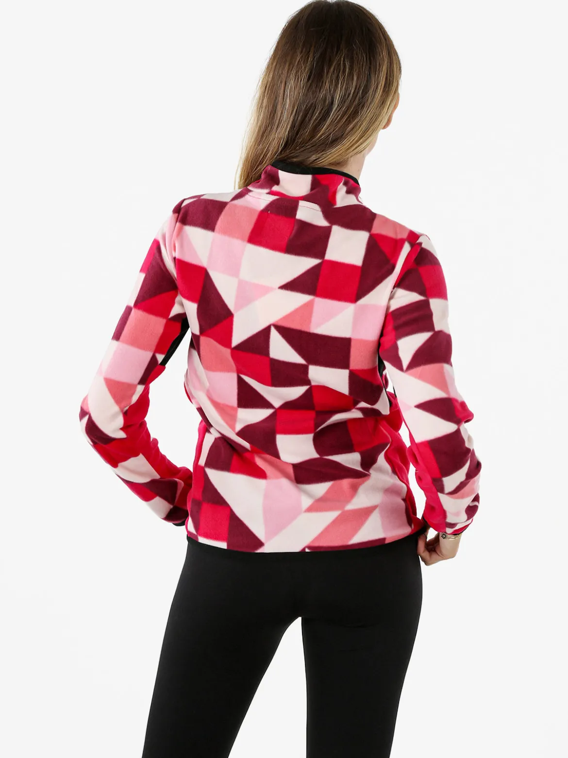 Athl Dpt Felpa donna colorata in micropile con zip intera - fragola