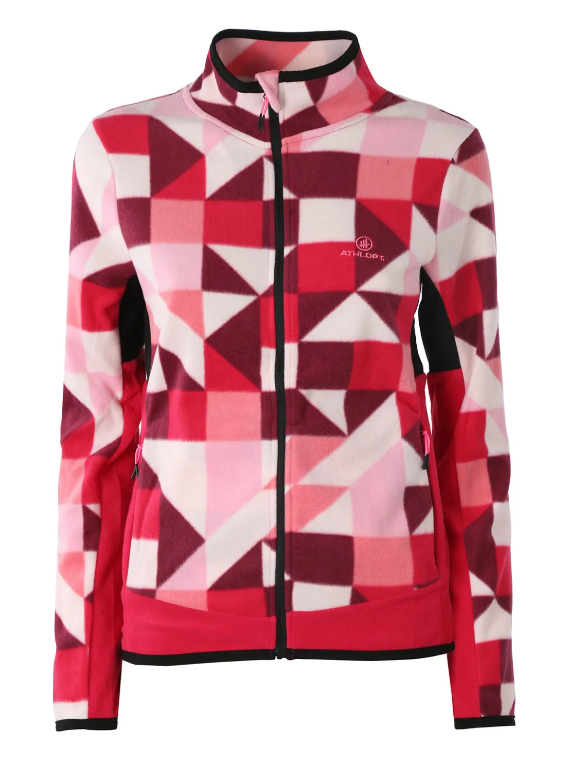 Athl Dpt Felpa donna colorata in micropile con zip intera - fragola