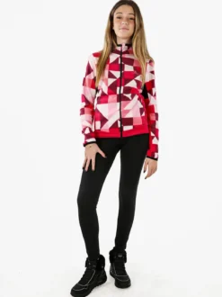 Athl Dpt Felpa donna colorata in micropile con zip intera - fragola