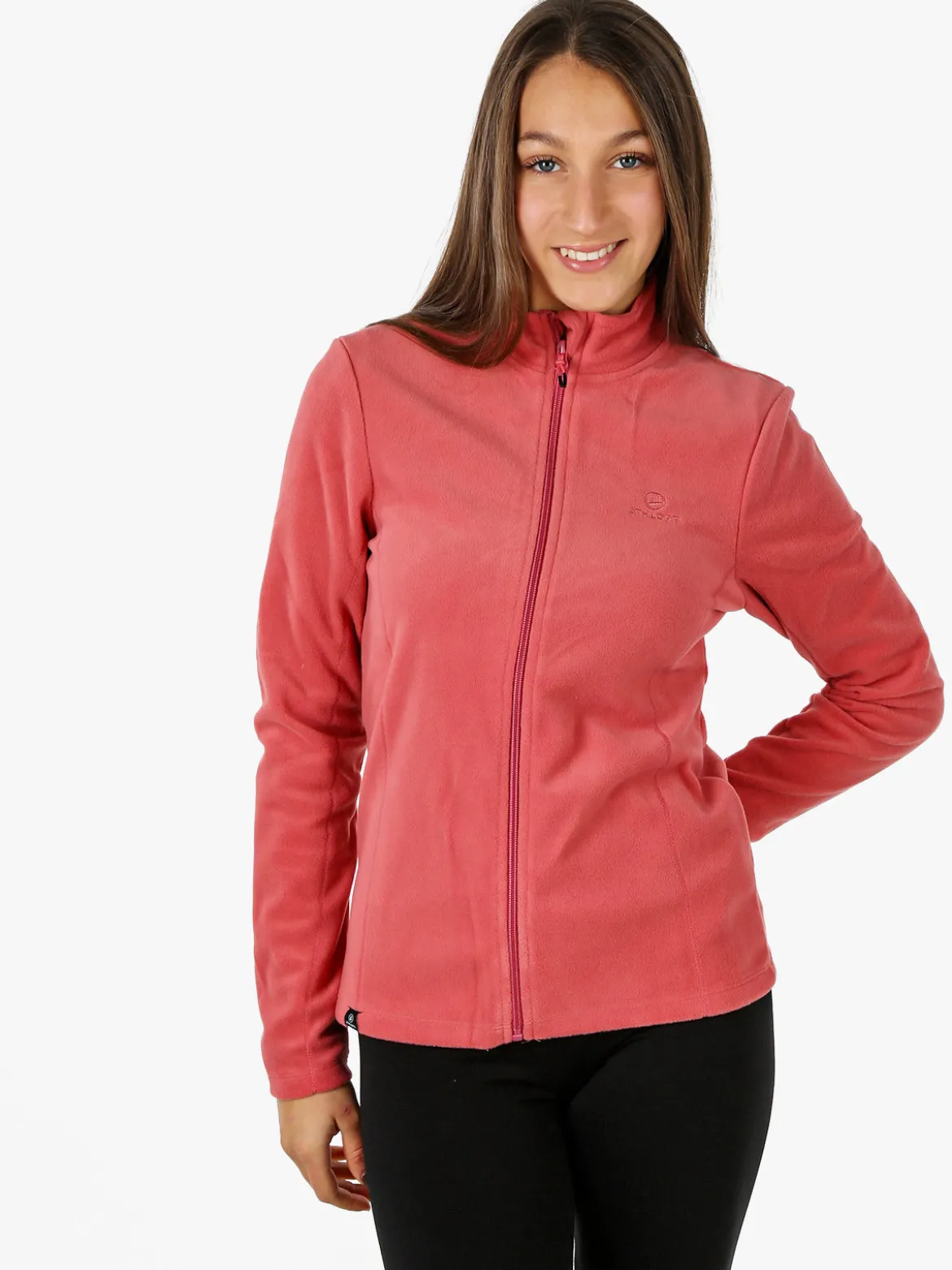 Athl Dpt Felpa donna full zip in micropile - corallo