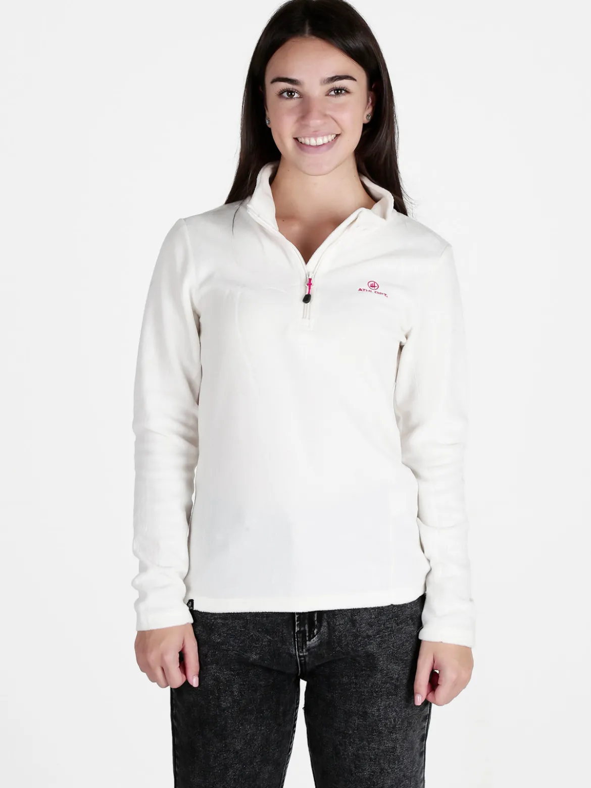 Athl Dpt Felpa donna in micropile mezza zip