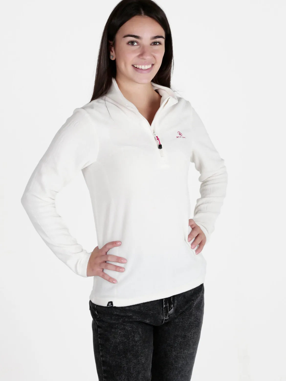 Athl Dpt Felpa donna in micropile mezza zip